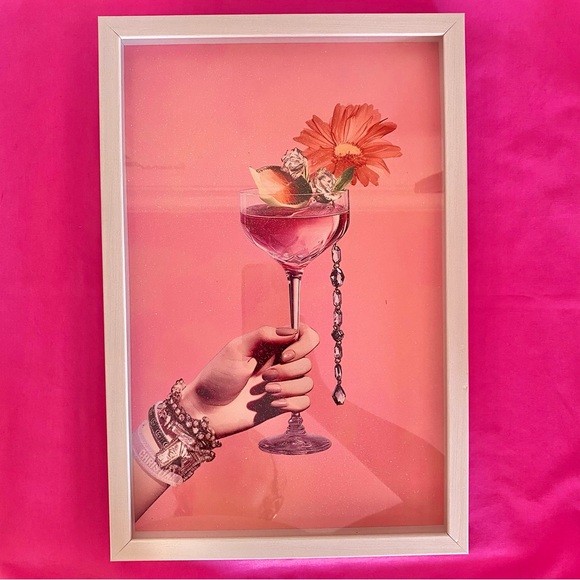 Pink Abstract Art Glitter Daisy Eclectic Cocktail Dior/Gucci Oliver Gal Inspo - Picture 11 of 11